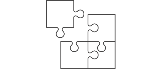 Grafik eines Puzzles, ein Puzzleteil wird hinzugefügt