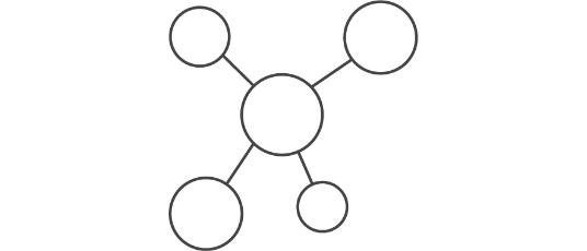Grafik kleine durch Linien miteinander verbundene Kreise